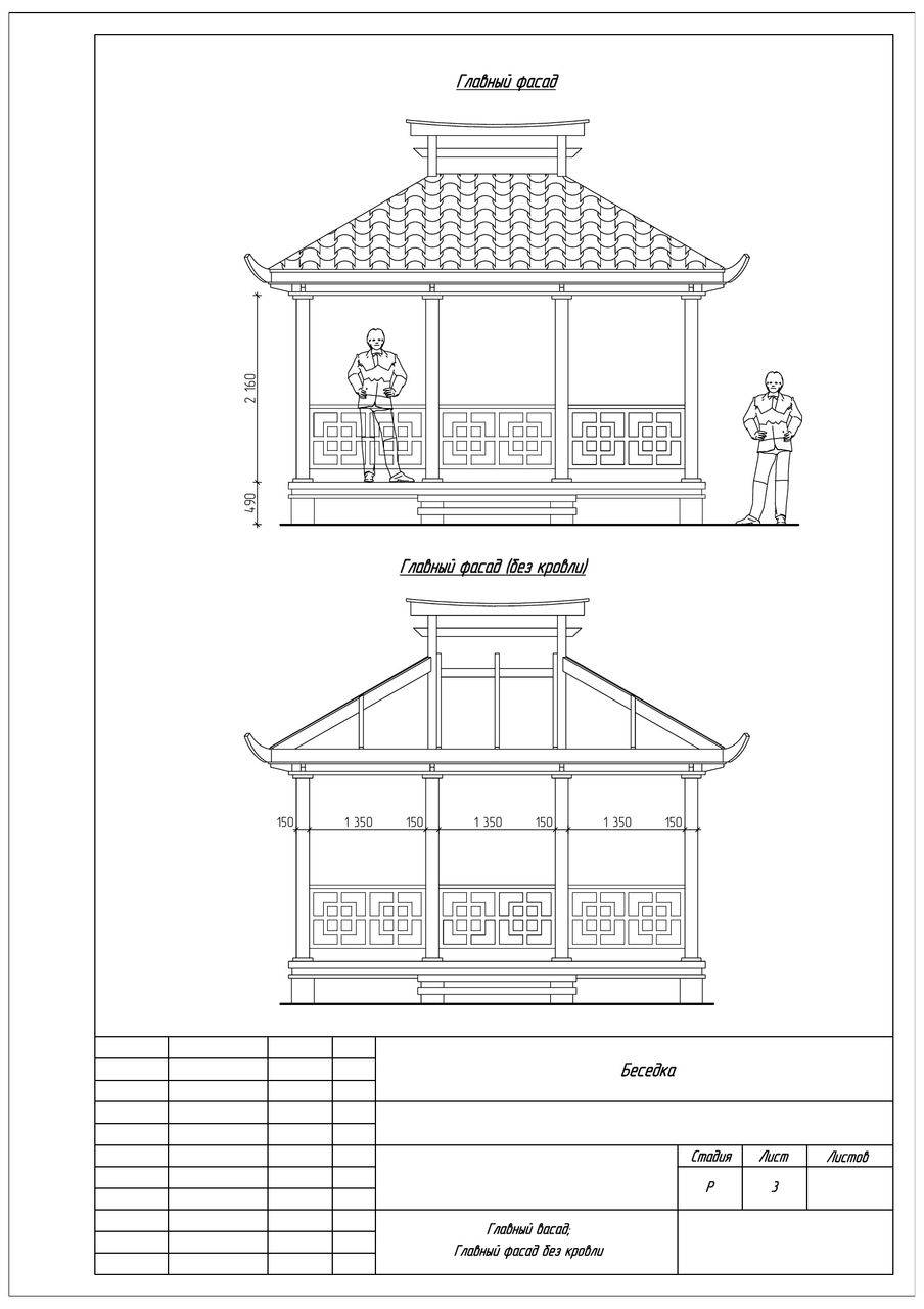 Японская беседка чертеж